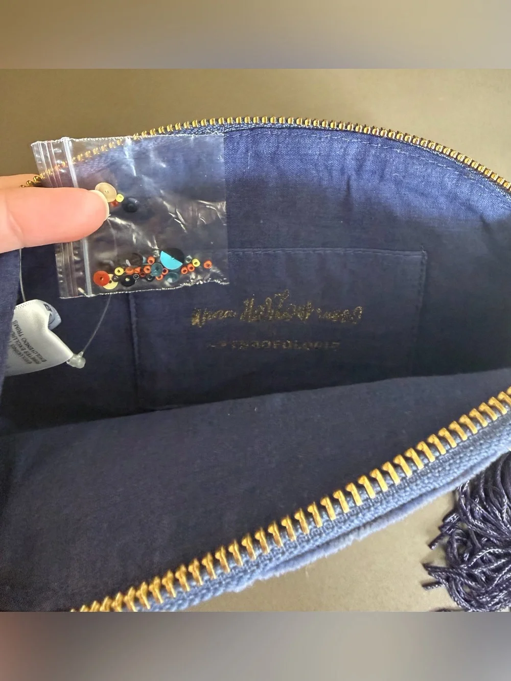 Anthropologie “M” Anna Harlow Russo Embroidered Velvet Half-Moon Clutch